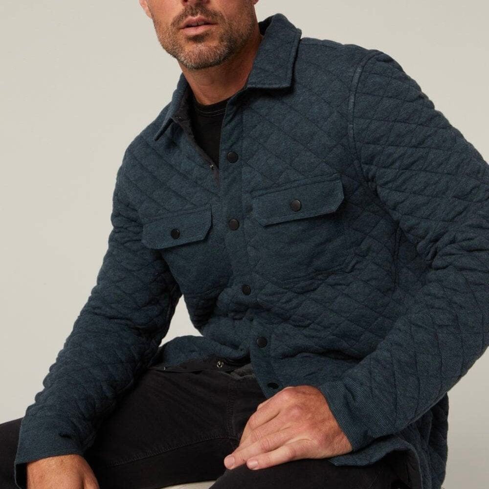 $329 Alp N Rock Jackson Quilted Shirt Jacket in Heather Blue